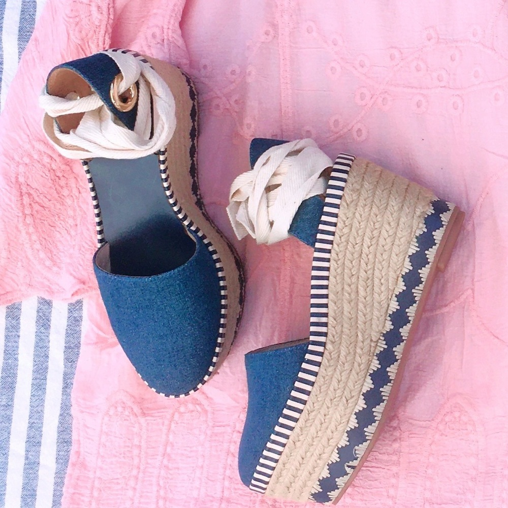 🆕 Tory Burch Denim Dandy Wedge - Picture 4 of 8